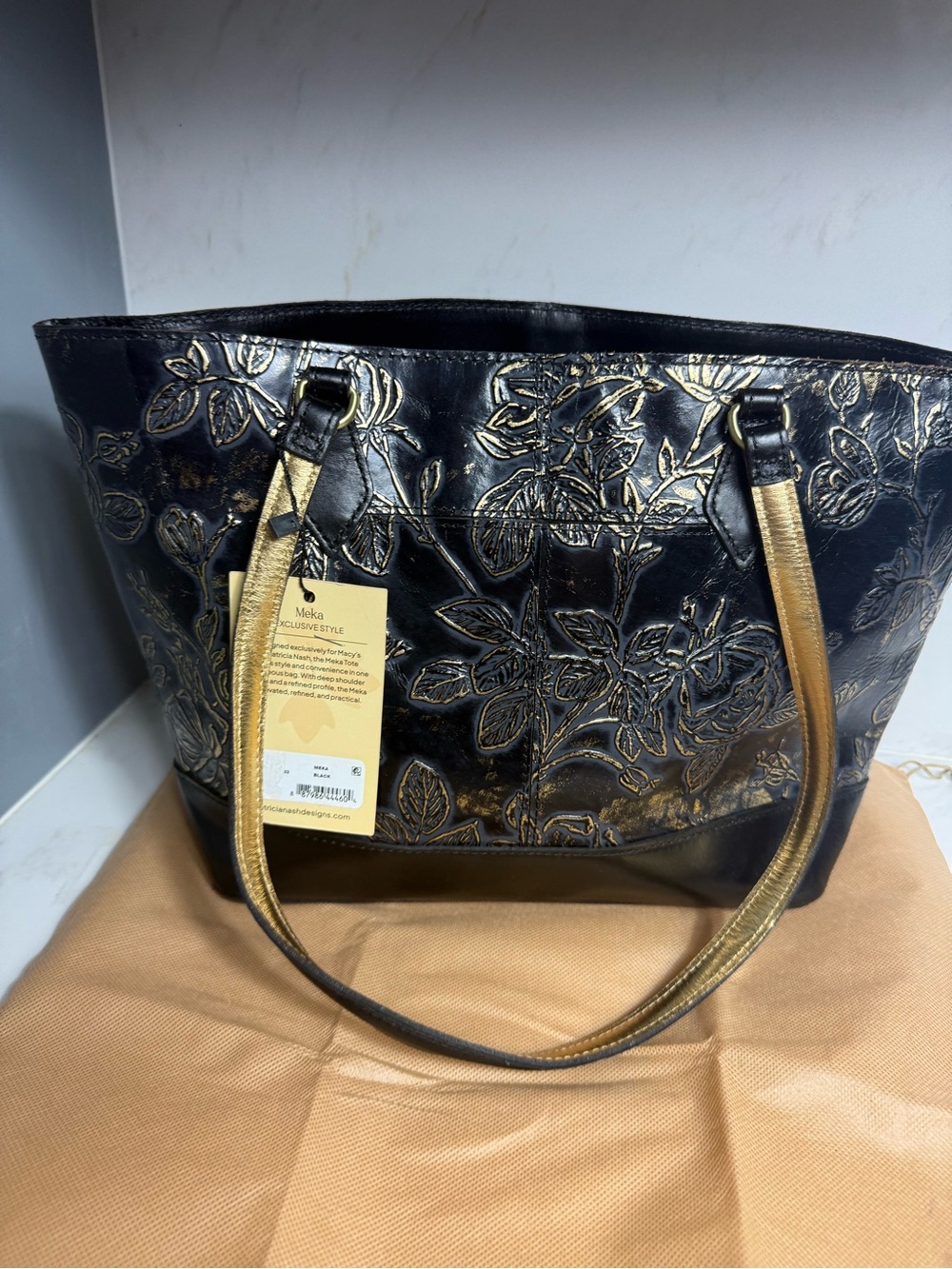 Patricia Nash Black and Gold Floral Tote - Picture 10 of 11